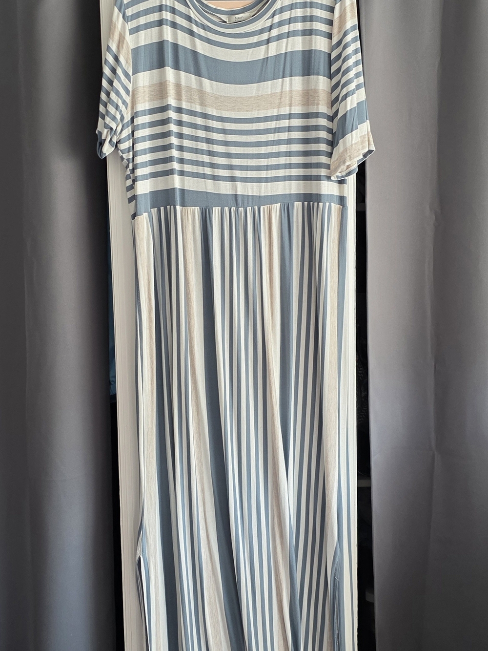 JODIFL Blue and Cream Striped Maxi Dress